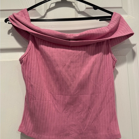 Pink Off-Shoulder Ribbed Top - Picture 3 of 3